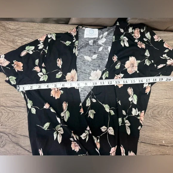 Bleu Salt Cayman black with floral print Wrap Dress size large